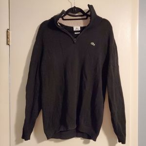 Lacoste Men's Black 1/4 Zip Pullover - size 5 (L)